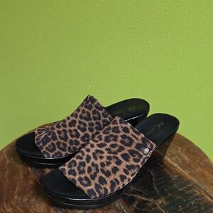 Anne Klein Leopard Print Wedge Sandals